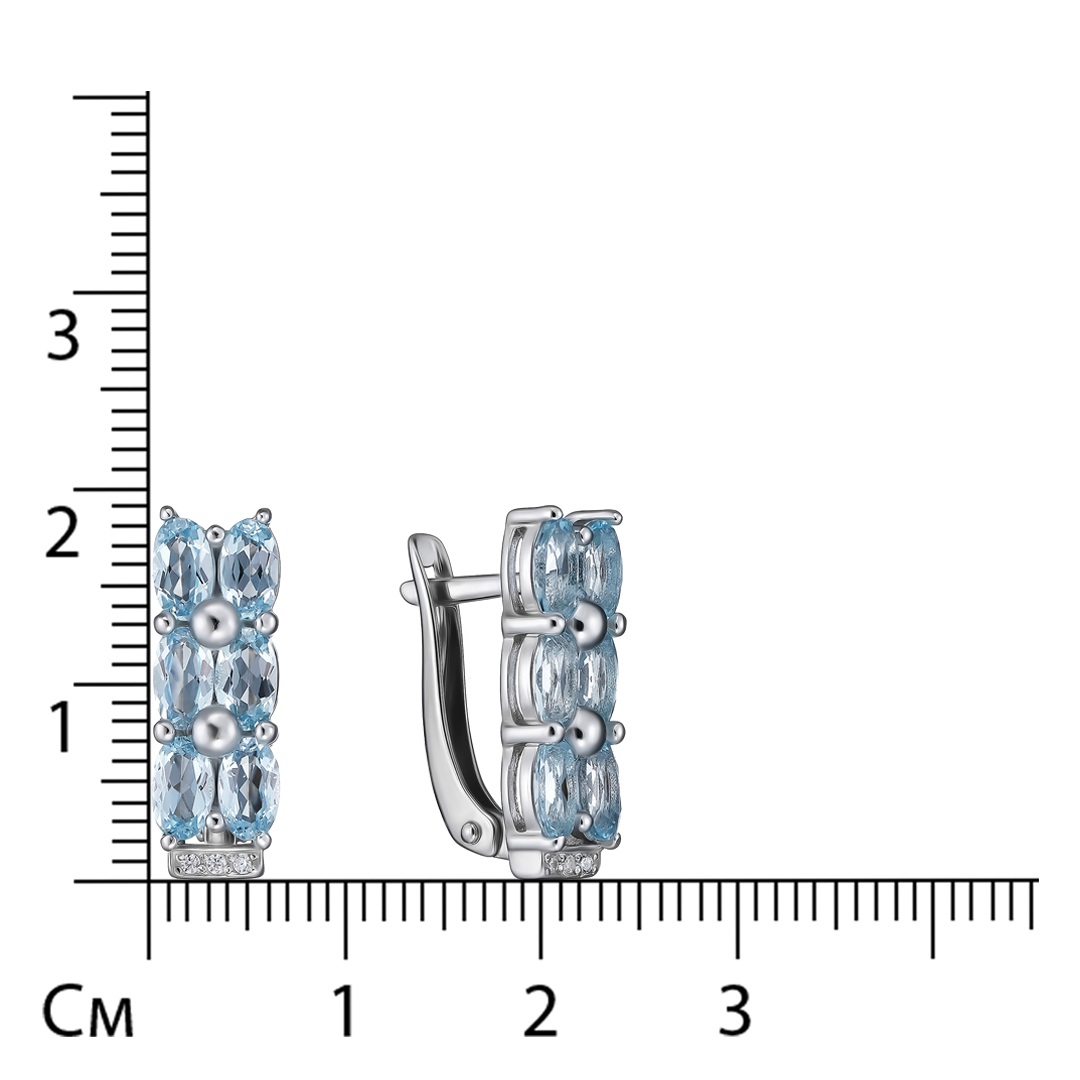 Серебряные серьги 925 пробы; вставки 12 Топаз; 6 Фианит бесцв.;