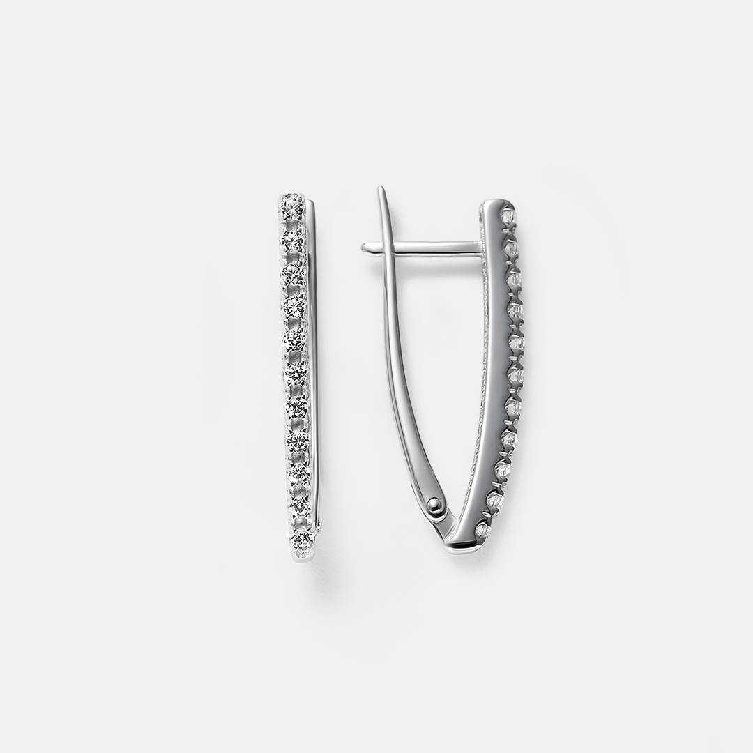 Серебряные серьги 925 пробы; вставки 22 Фианит бесцв.;