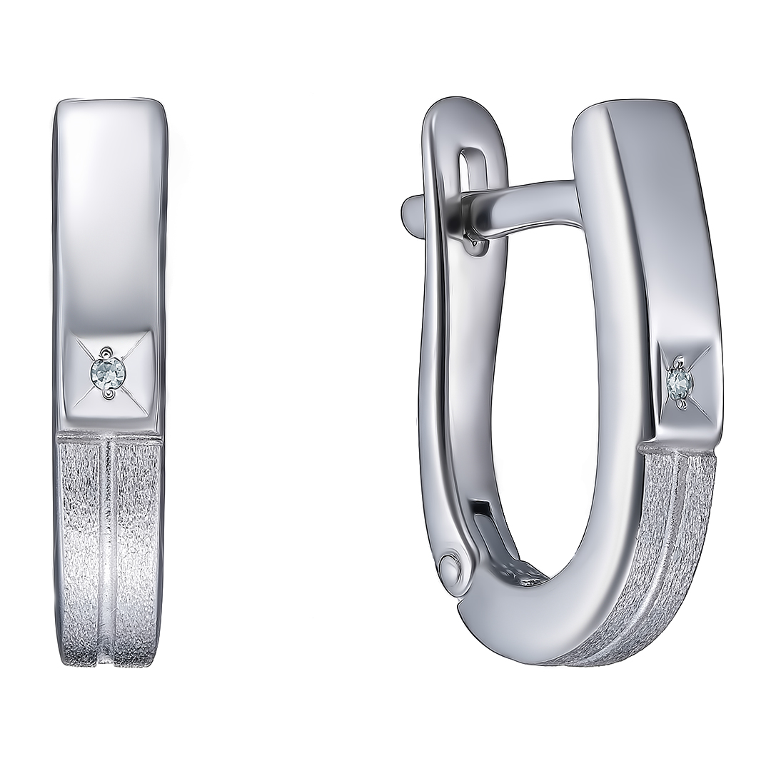 Серебряные серьги 925 пробы; матирование; вставки 2 Бр.Кр-17 0,009 2/3/A