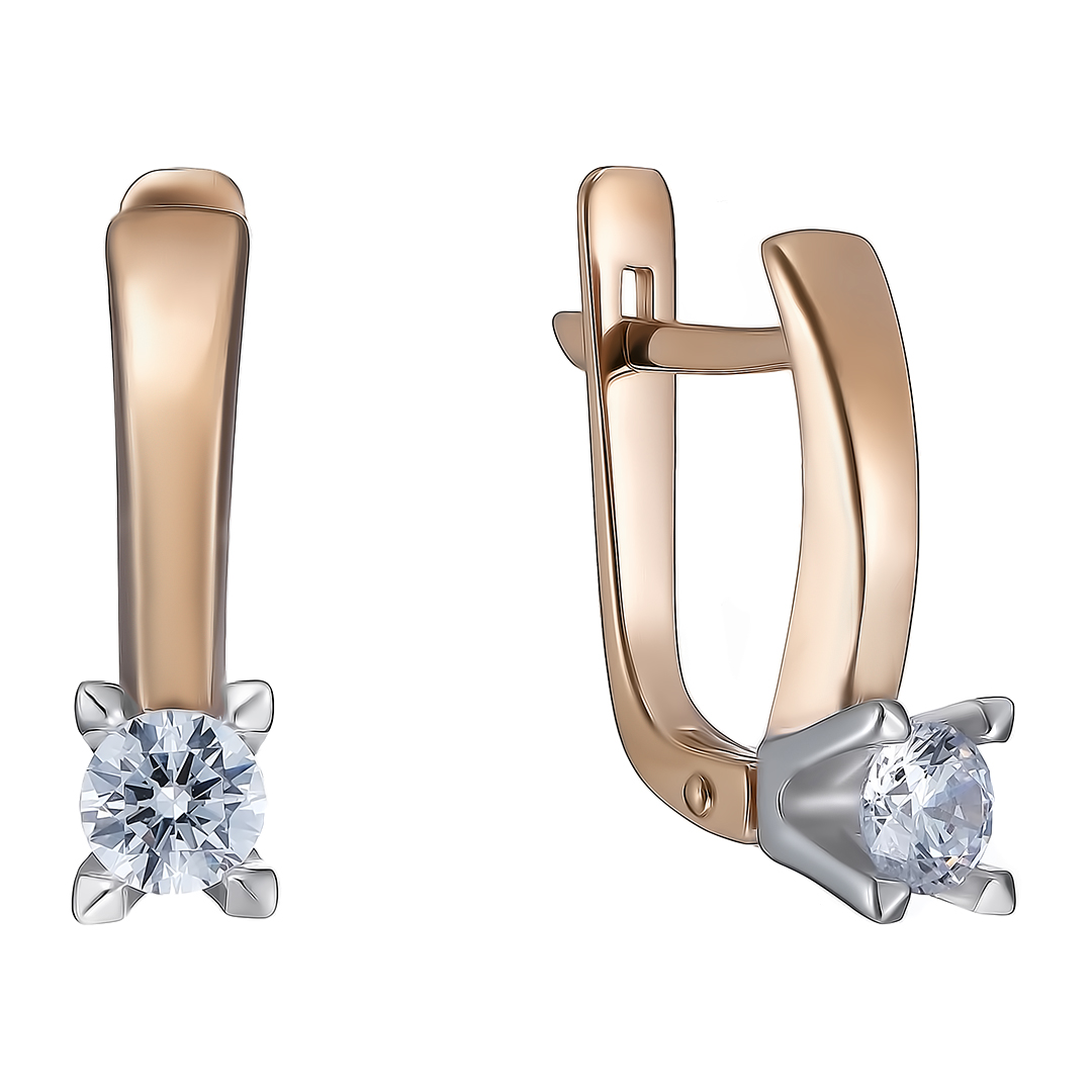 Серебряные серьги 925 пробы; вставки 2 Фианит бесцв.;