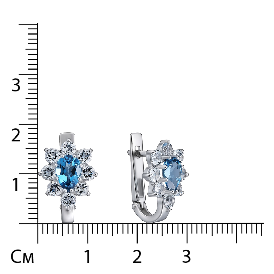 Серебряные серьги с топазами Swiss