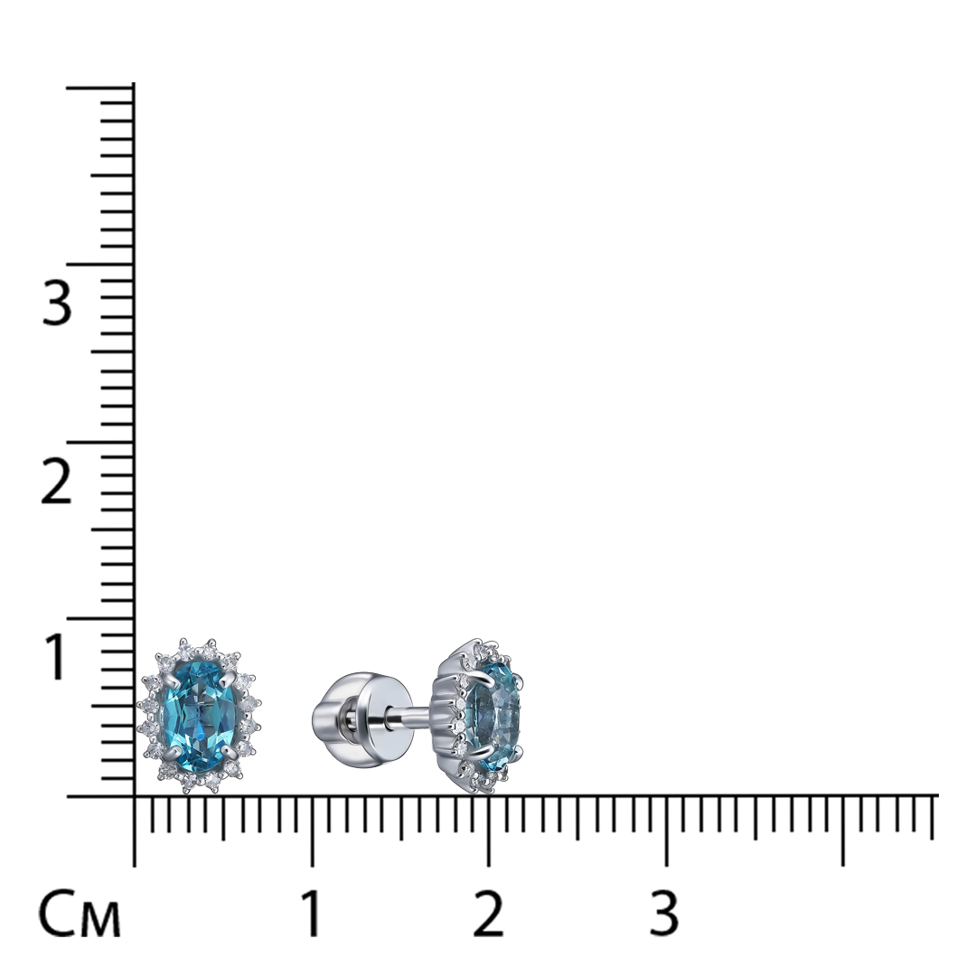 Серьги-пусеты из белого золота с топазами