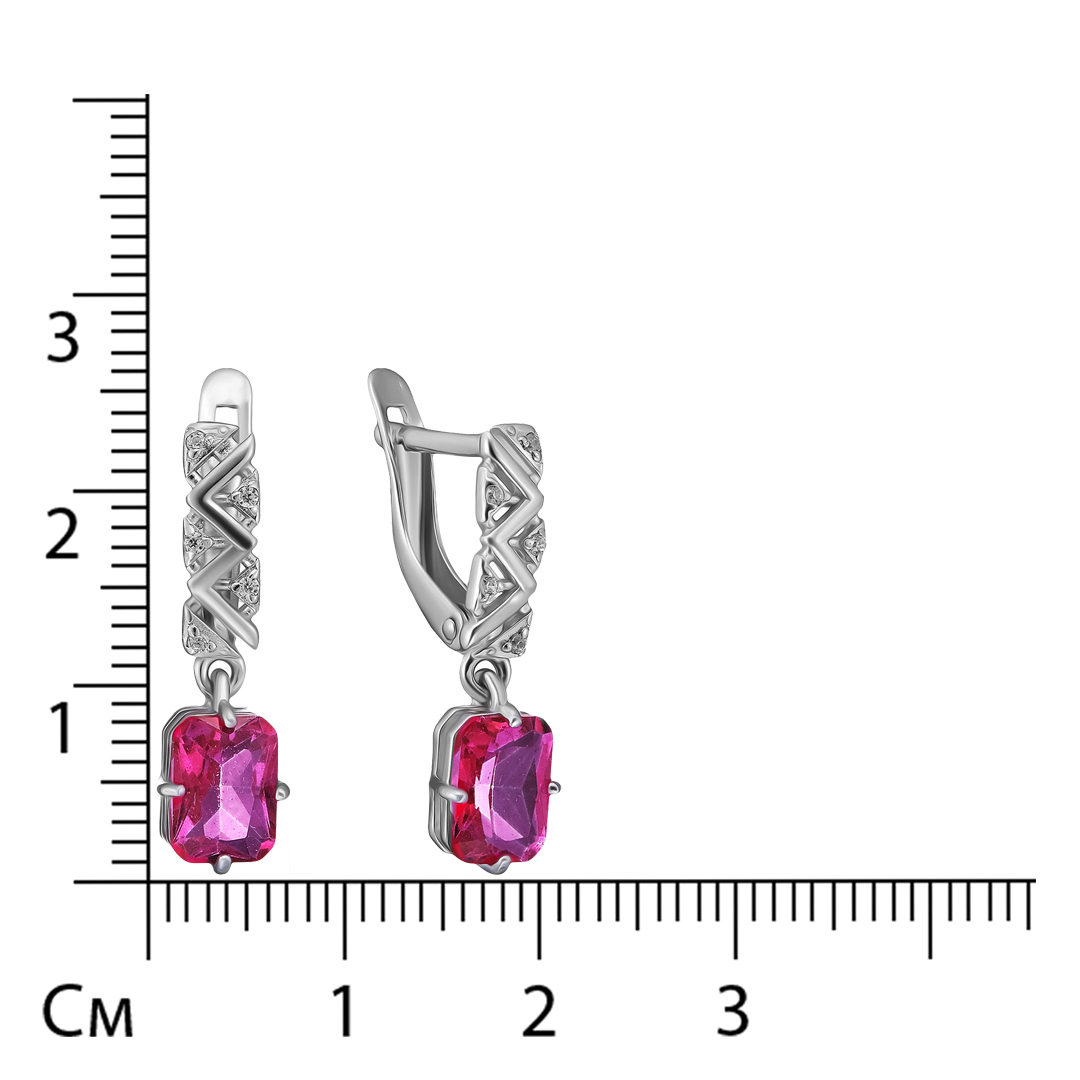 Серебряные серьги 925 пробы; вставки 2 Топаз; 10 Фианит бесцв.;