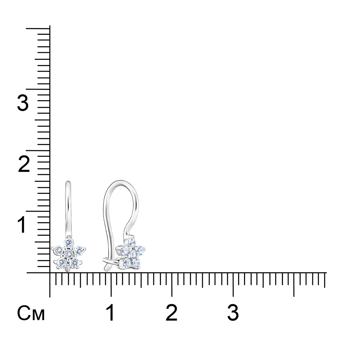 Серебряные серьги с фианитами "Цветочки"