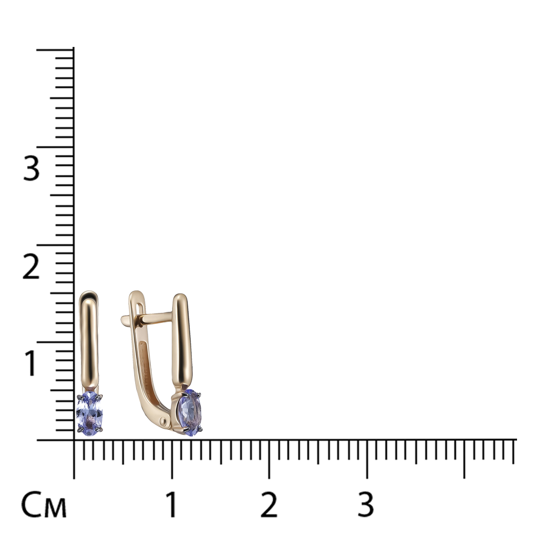 Серьги из красного золота с танзанитами