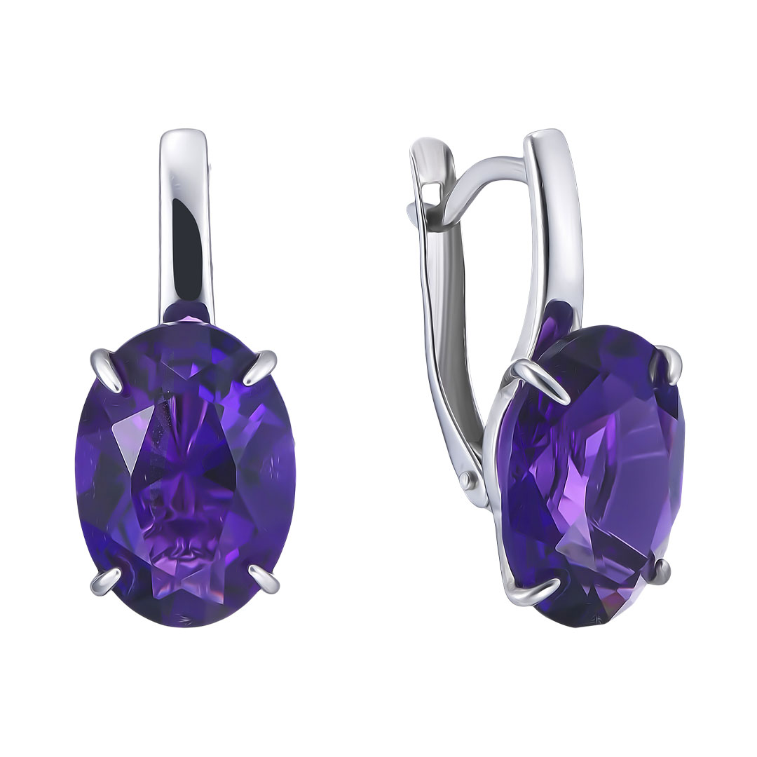Серебряные серьги 925 пробы; вставки 2 Аметист;