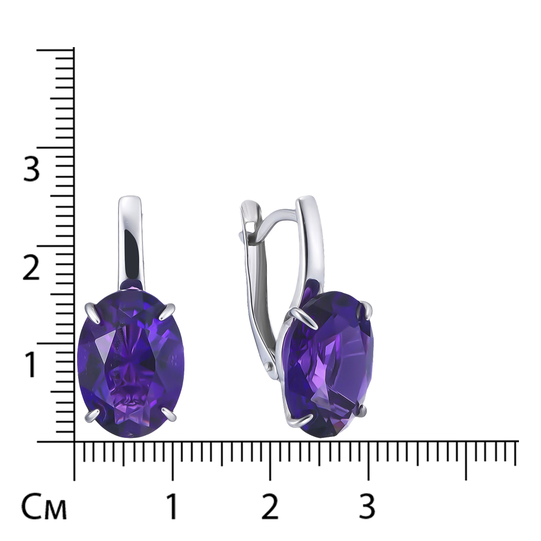 Серебряные серьги 925 пробы; вставки 2 Аметист;