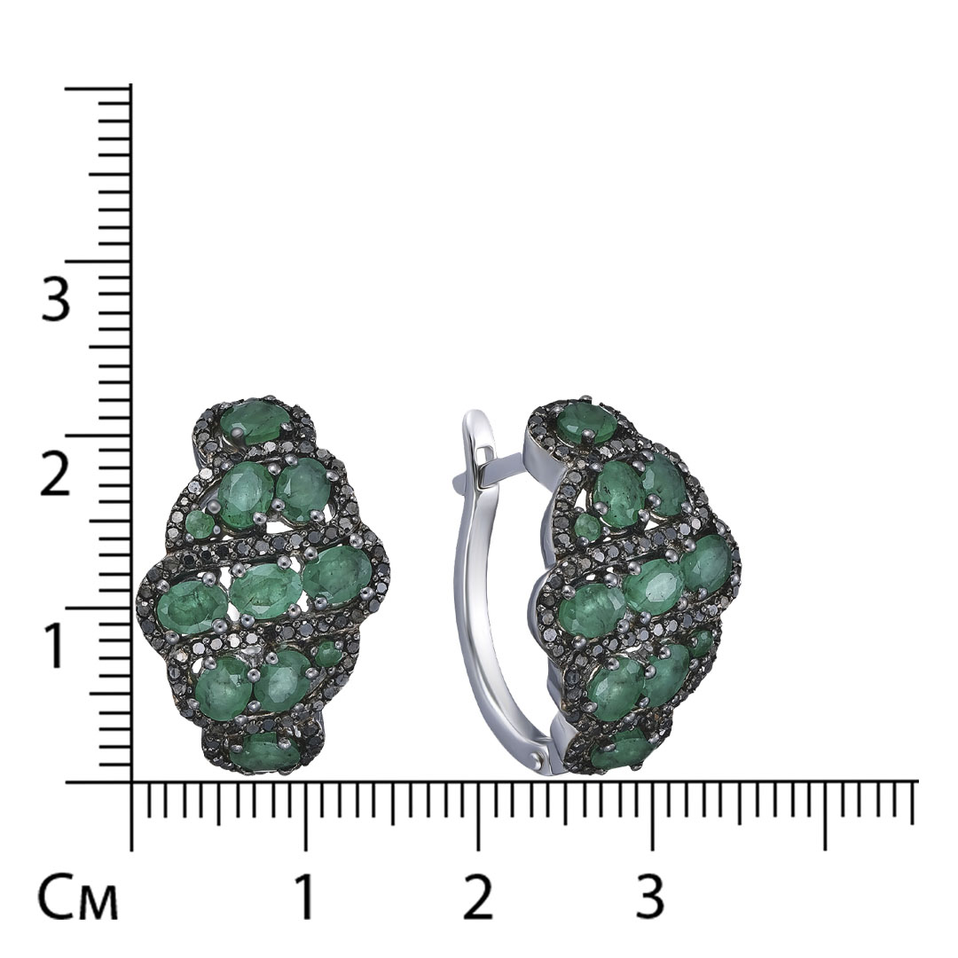 Серебряные серьги с изумрудами