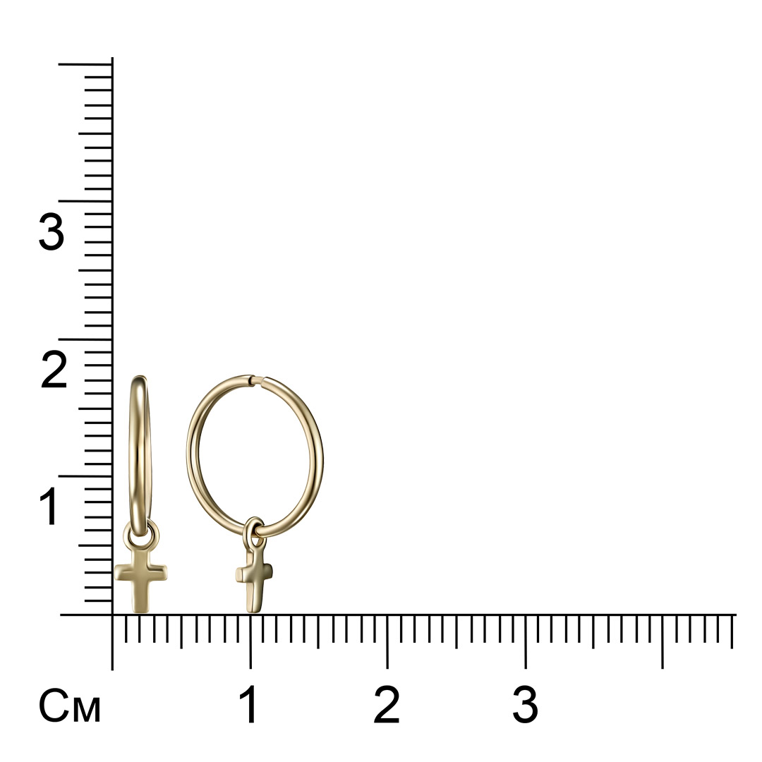 Серьги-трансформеры из желтого золота "Крестики"