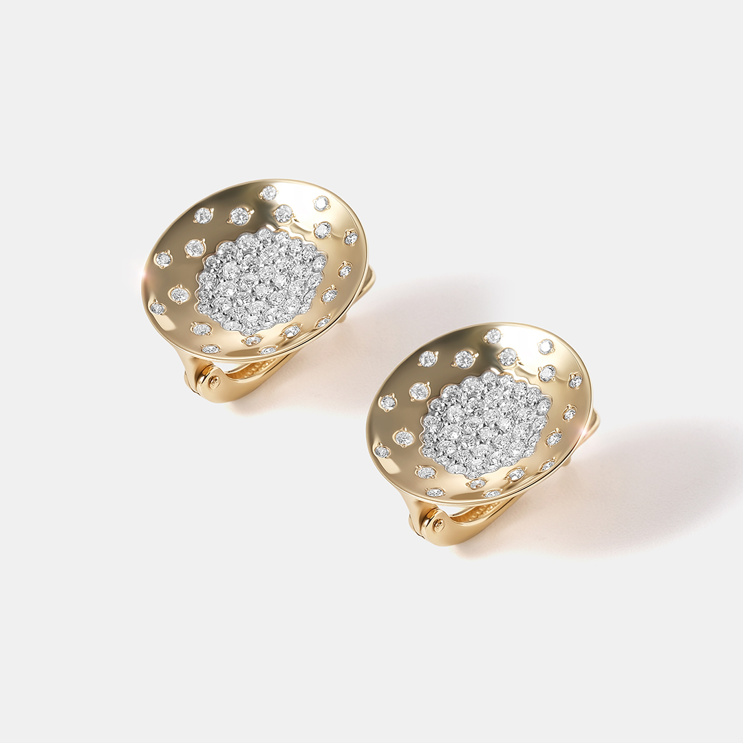 Серьги из желтого золота с бриллиантами