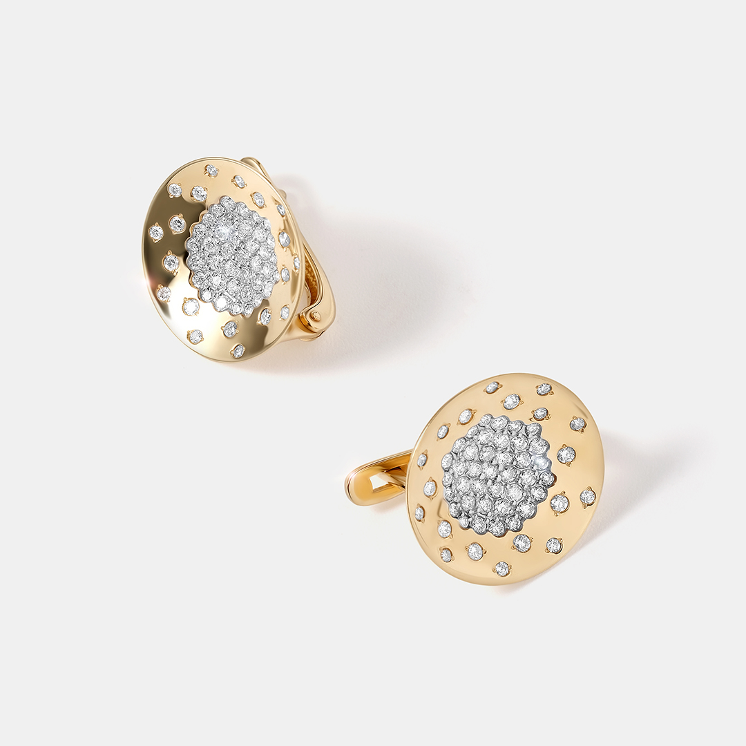 Серьги из желтого золота с бриллиантами