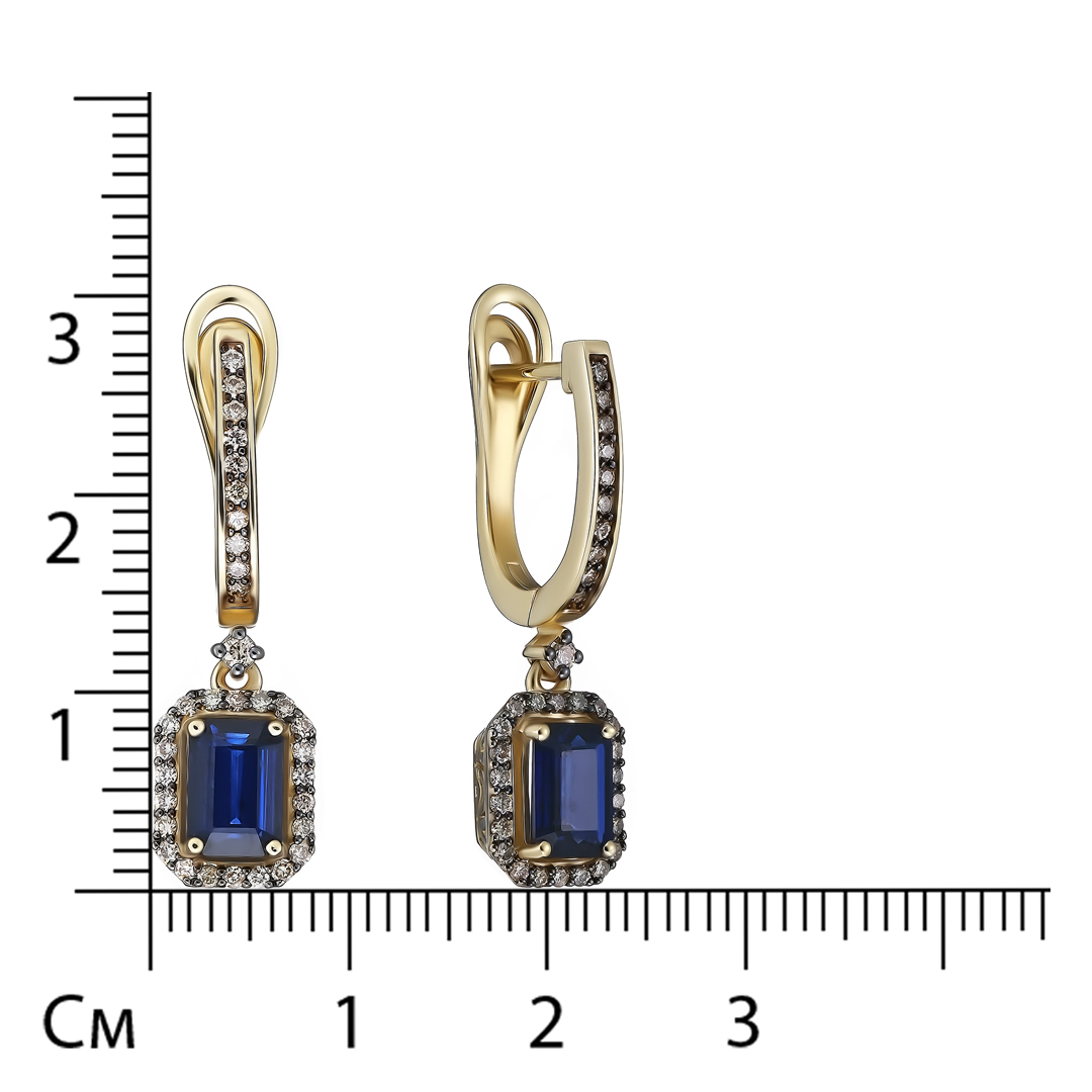 Серьги из желтого золота с сапфирами