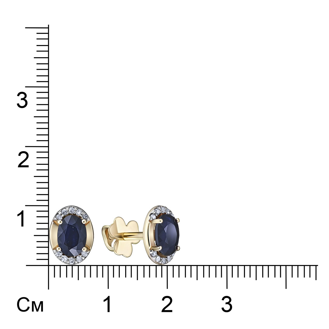 Серьги-пусеты из золота с сапфирами