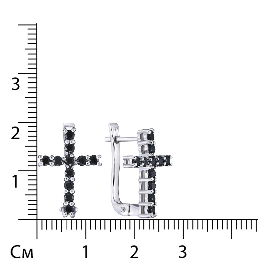 Серебряные серьги со шпинелью "Крестики"