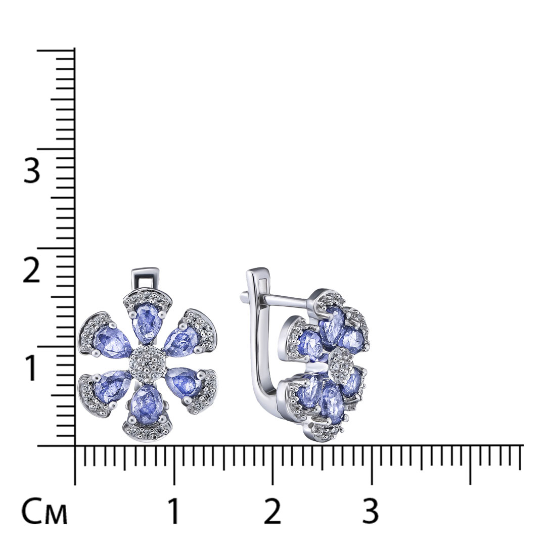 Серебряные серьги с танзанитами "Цветы"