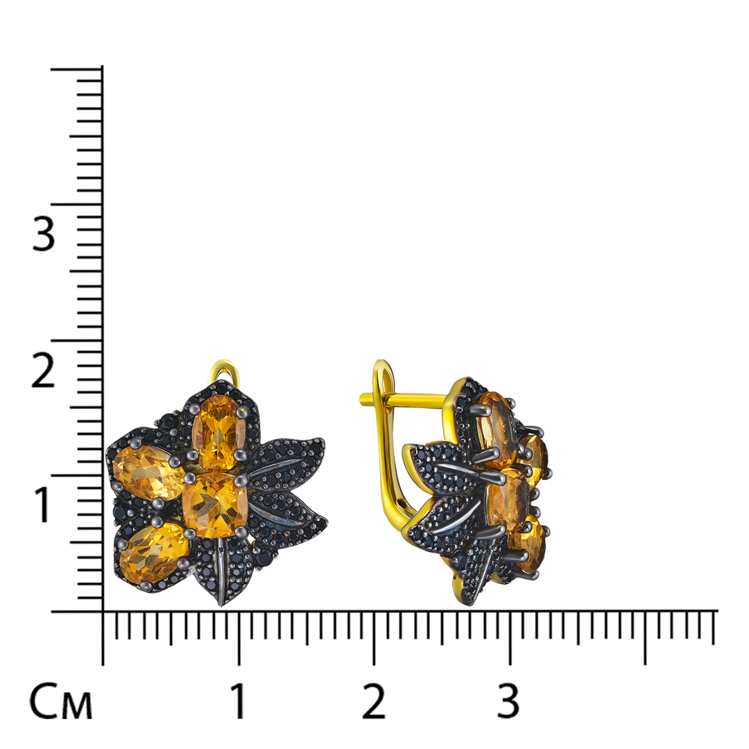 Серебряные серьги с цитринами "Цветы"