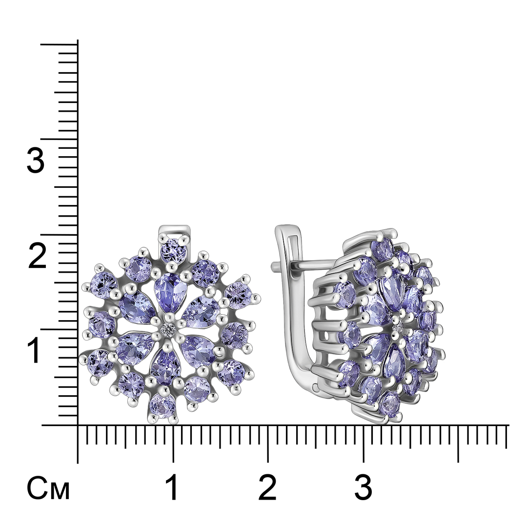 Серебряные серьги с танзанитами "Цветы"