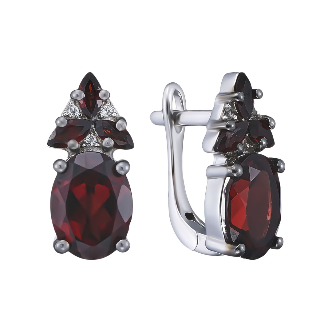 Серебряные серьги с гранатами