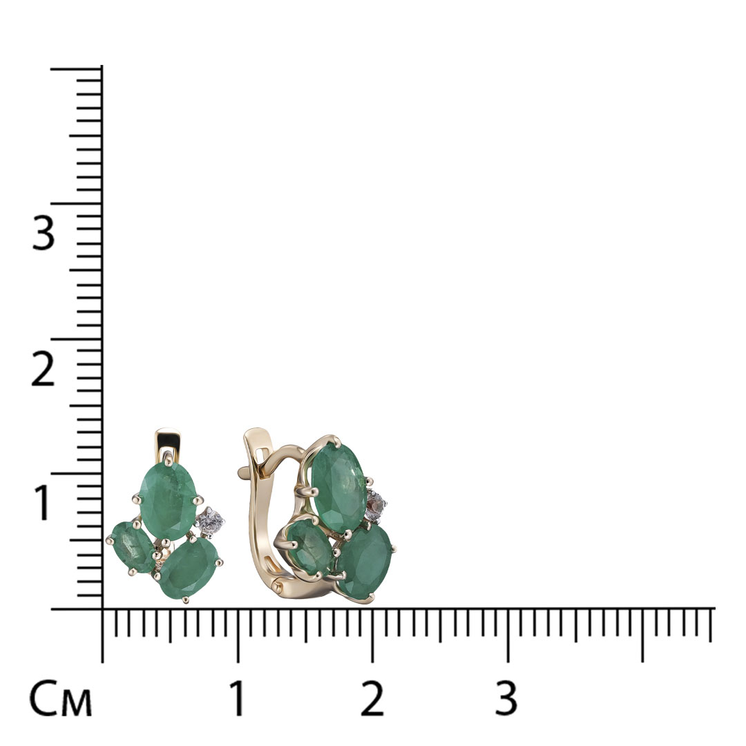 Серьги из красного золота с изумрудами