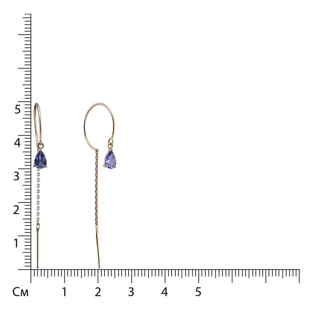 Серьги-протяжки из золота с танзанитами