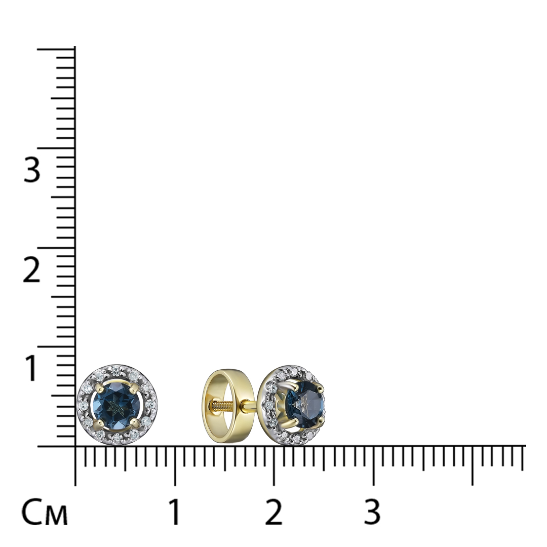 Серьги-пусеты из желтого золота с топазами Лондон