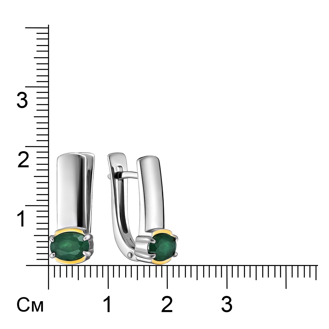 Серебряные серьги с изумрудами