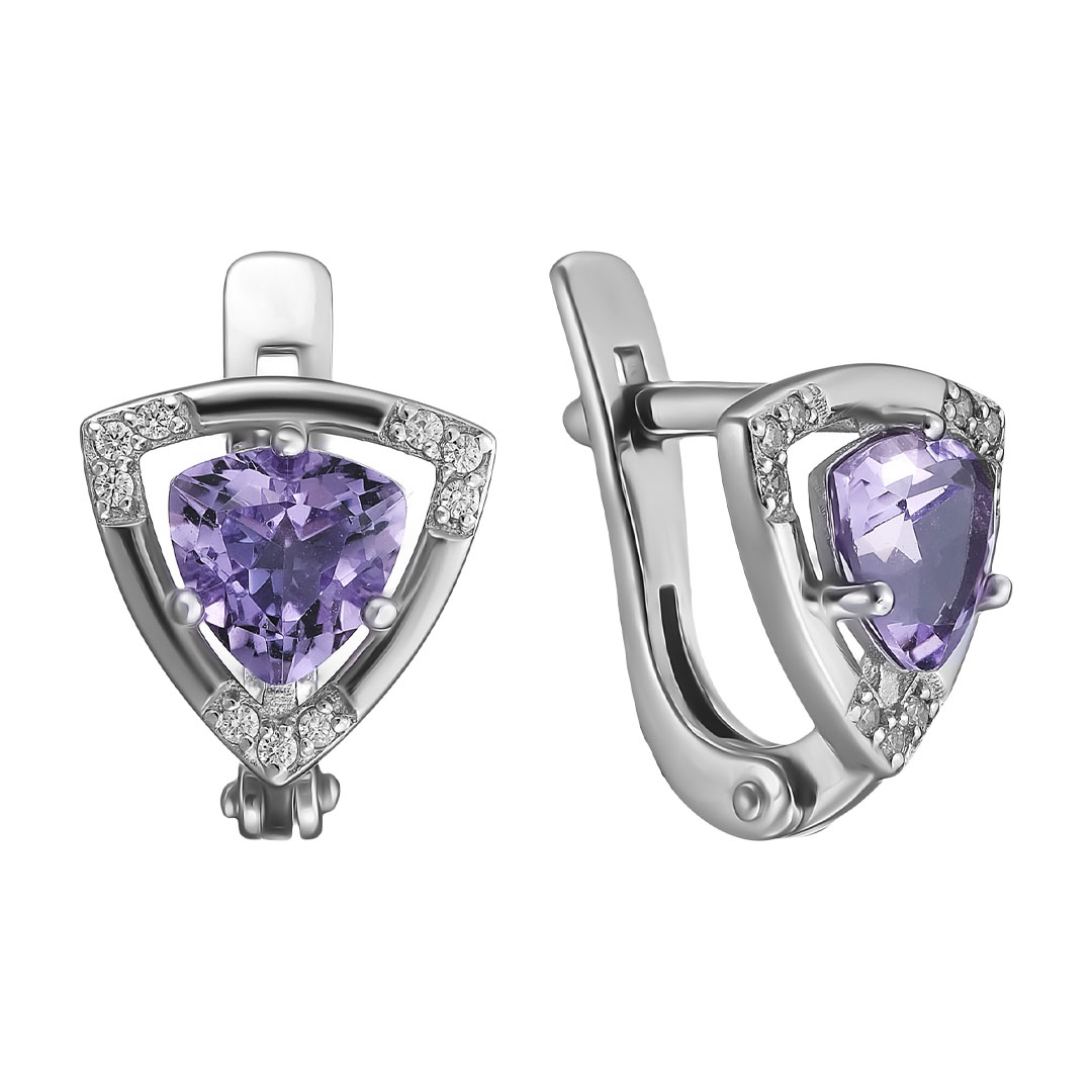 Серебряные серьги с аметистами