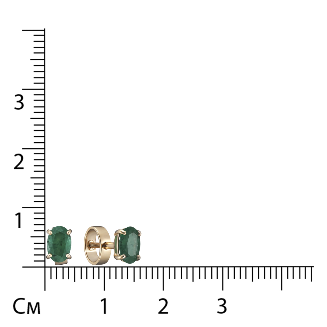 Серьги-пусеты из золота с изумрудами