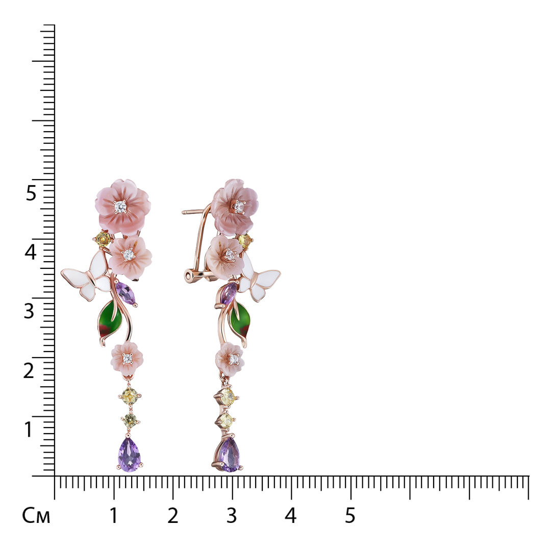 Серебряные серьги с перламутром "Цветы"
