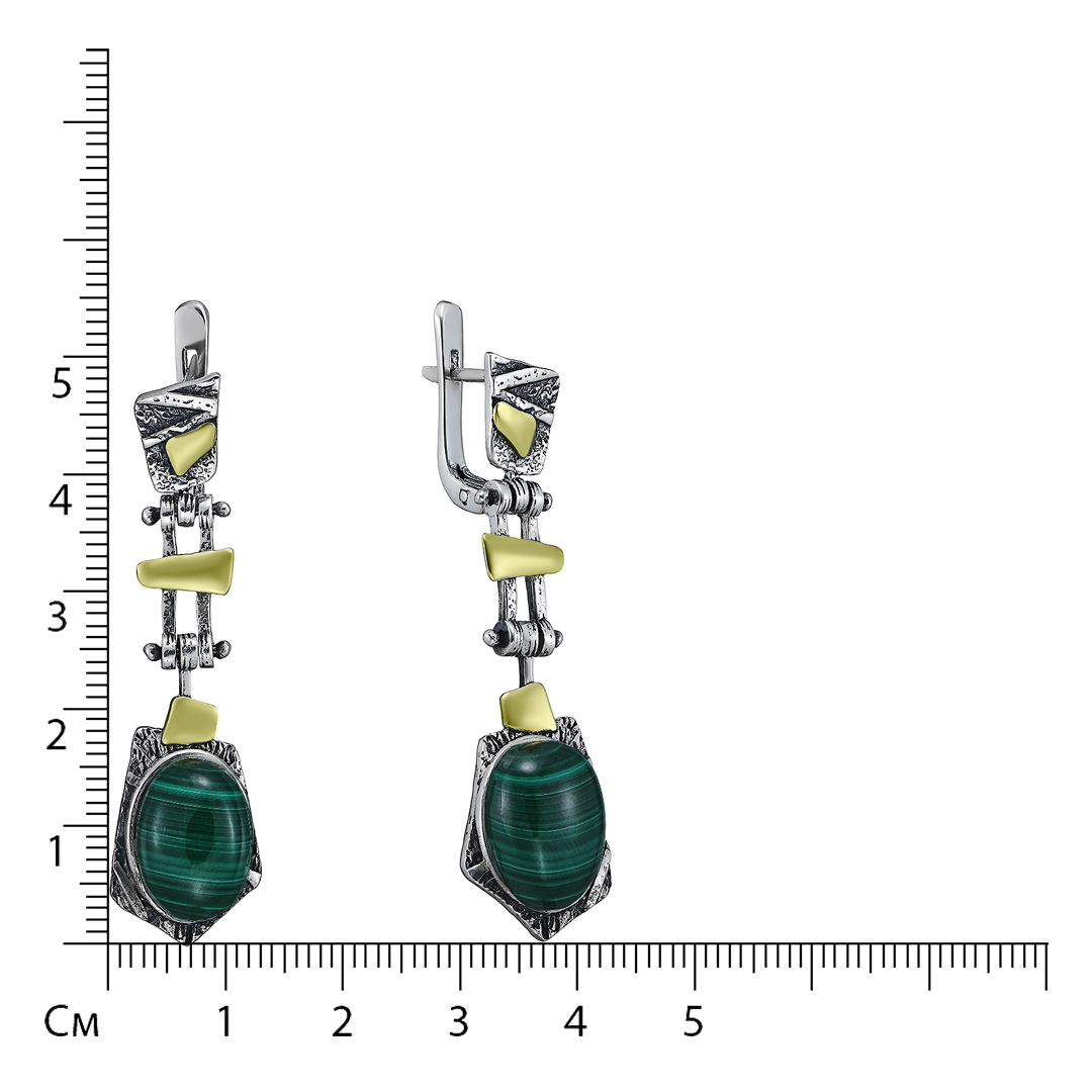 Серебряные серьги с малахитами