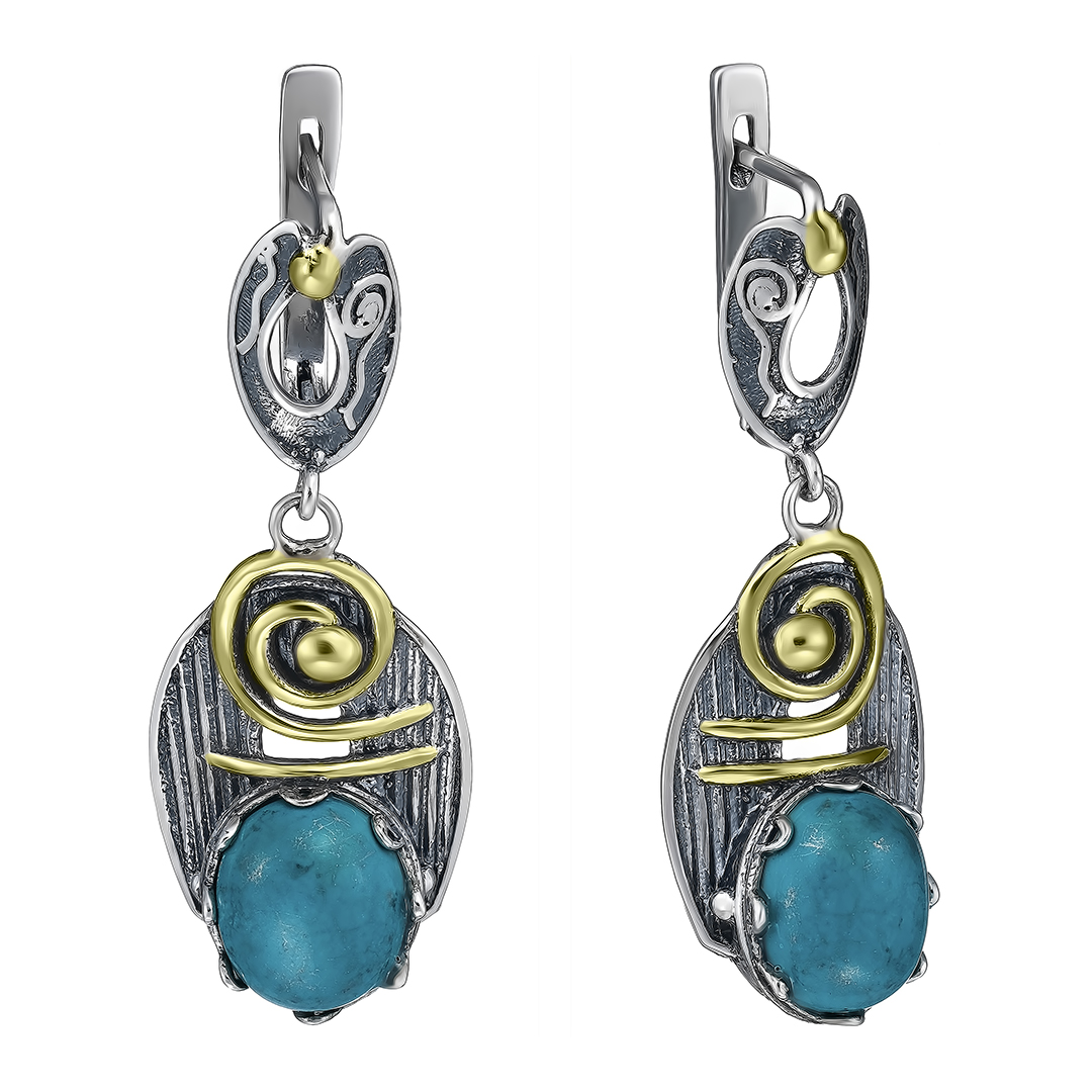 Серебряные серьги с бирюзой