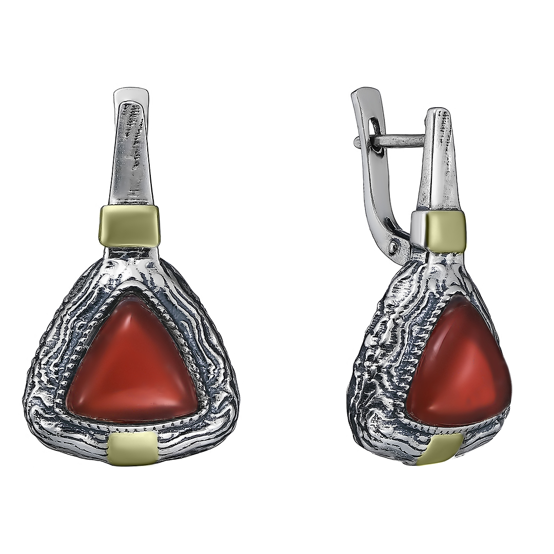 Серебряные серьги с сердоликом