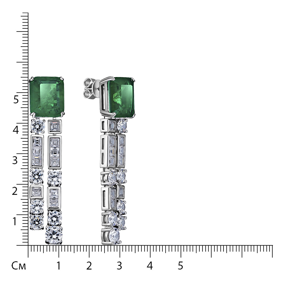 Серебряные серьги с зелеными фианитами
