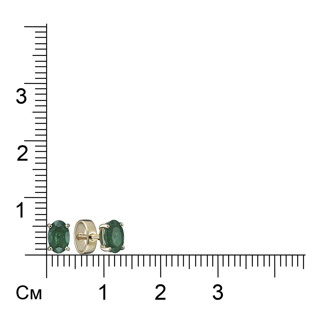 Серьги-пусеты из желтого золота с изумрудами