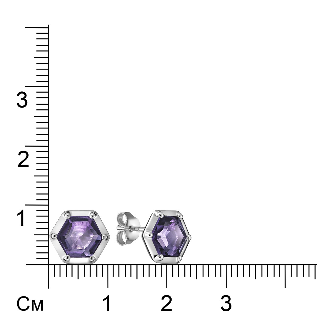 Серебряные серьги-пусеты с аметистами