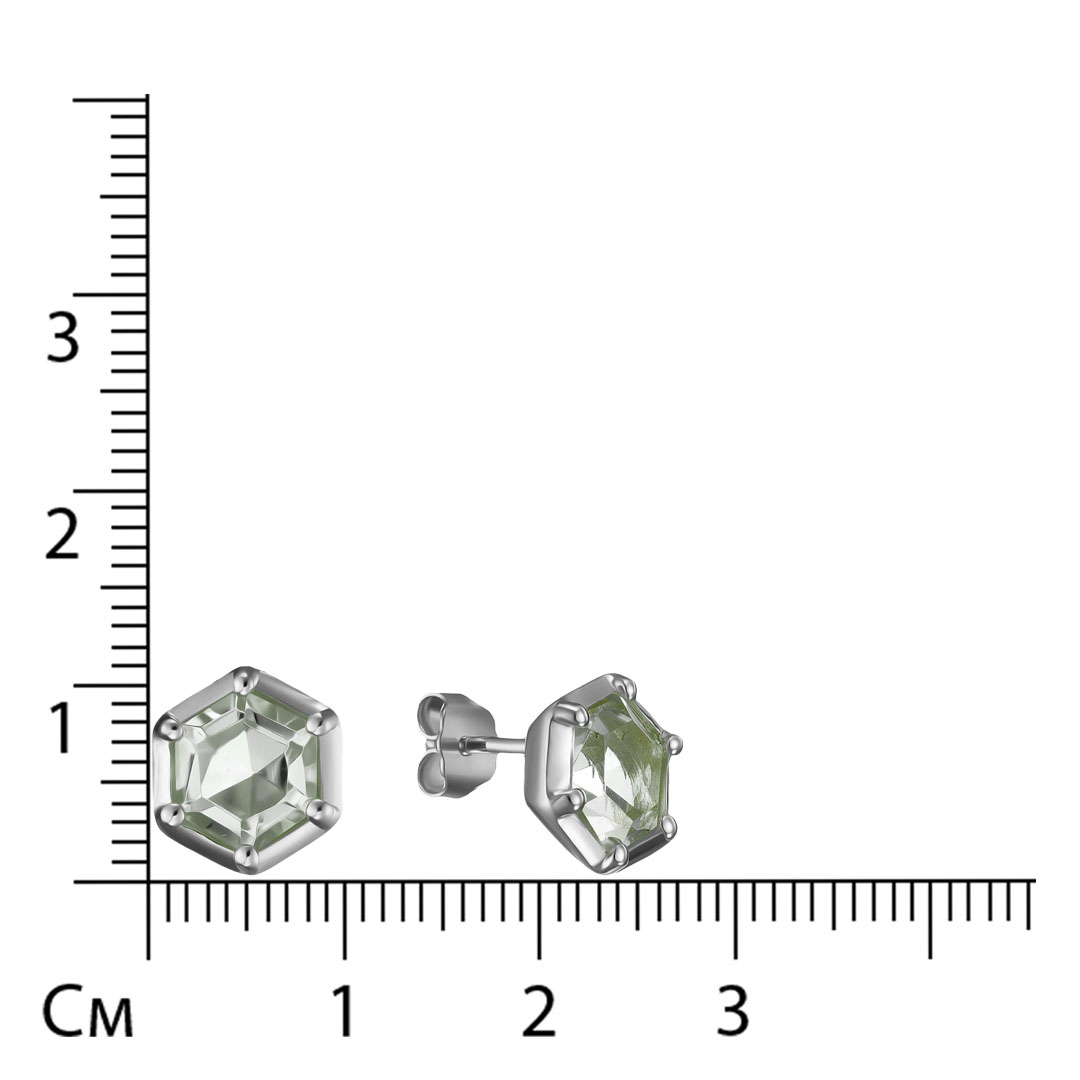Серебряные серьги-пусеты с зелеными аметистами