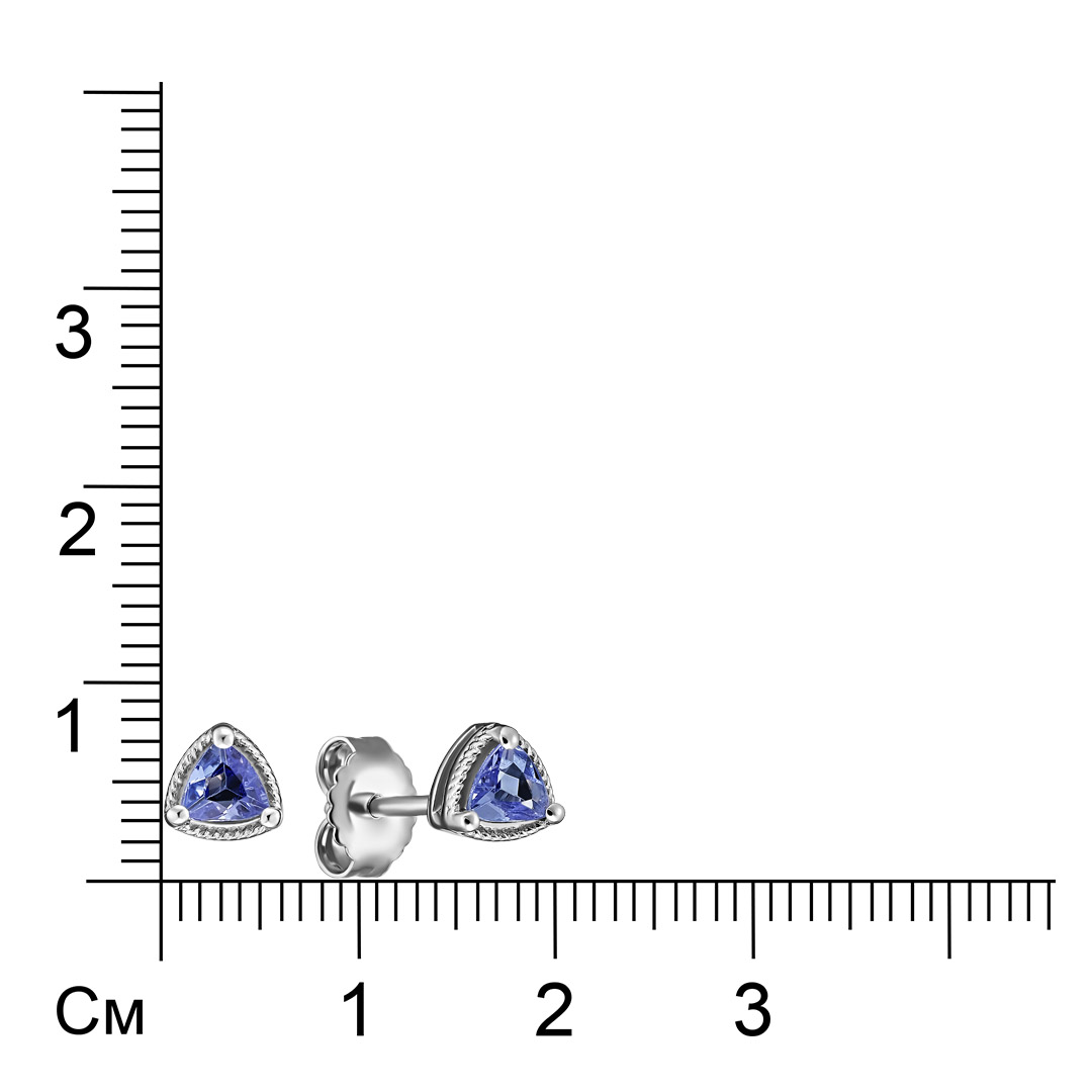 Серебряные серьги-пусеты с танзанитами