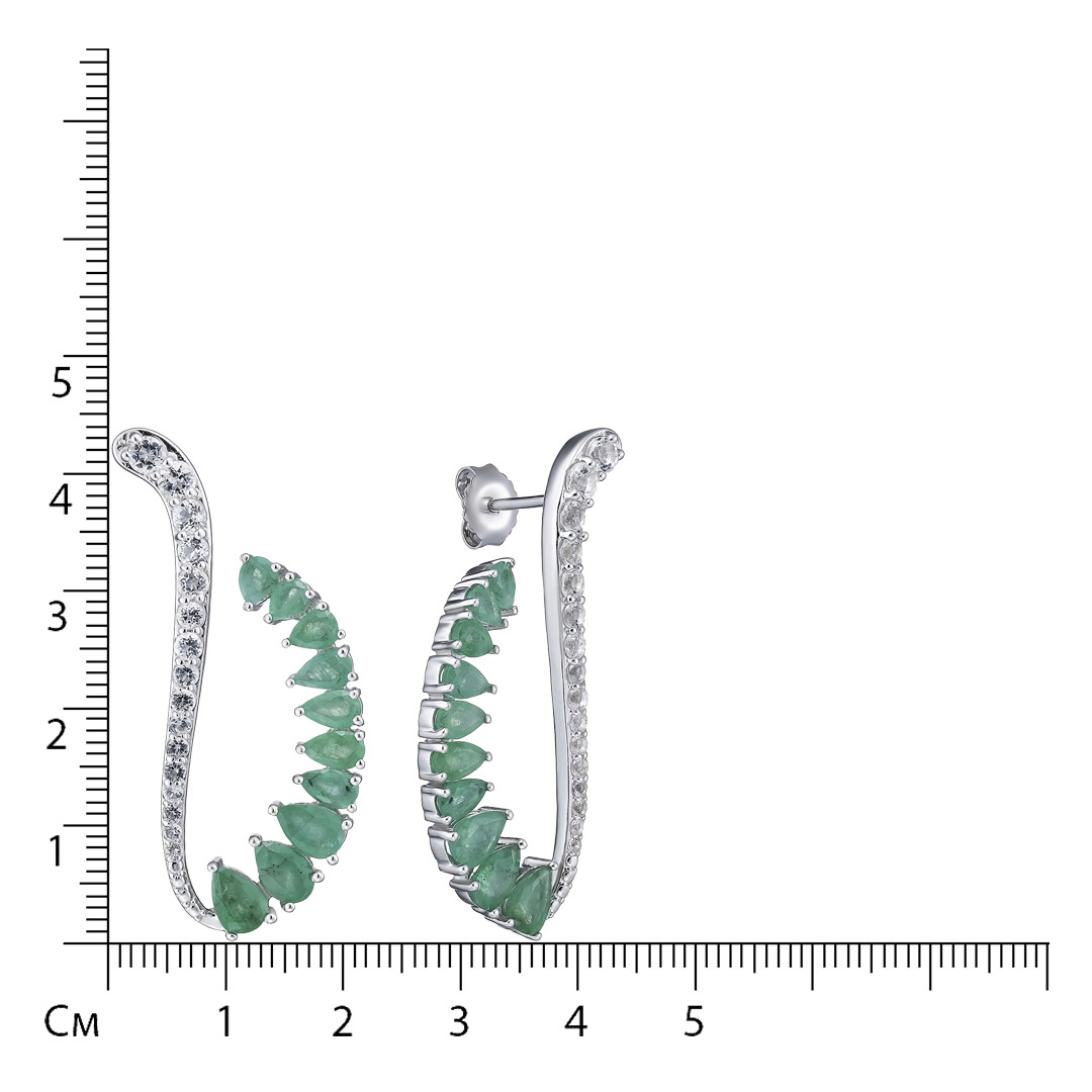 Серебряные серьги с изумрудами
