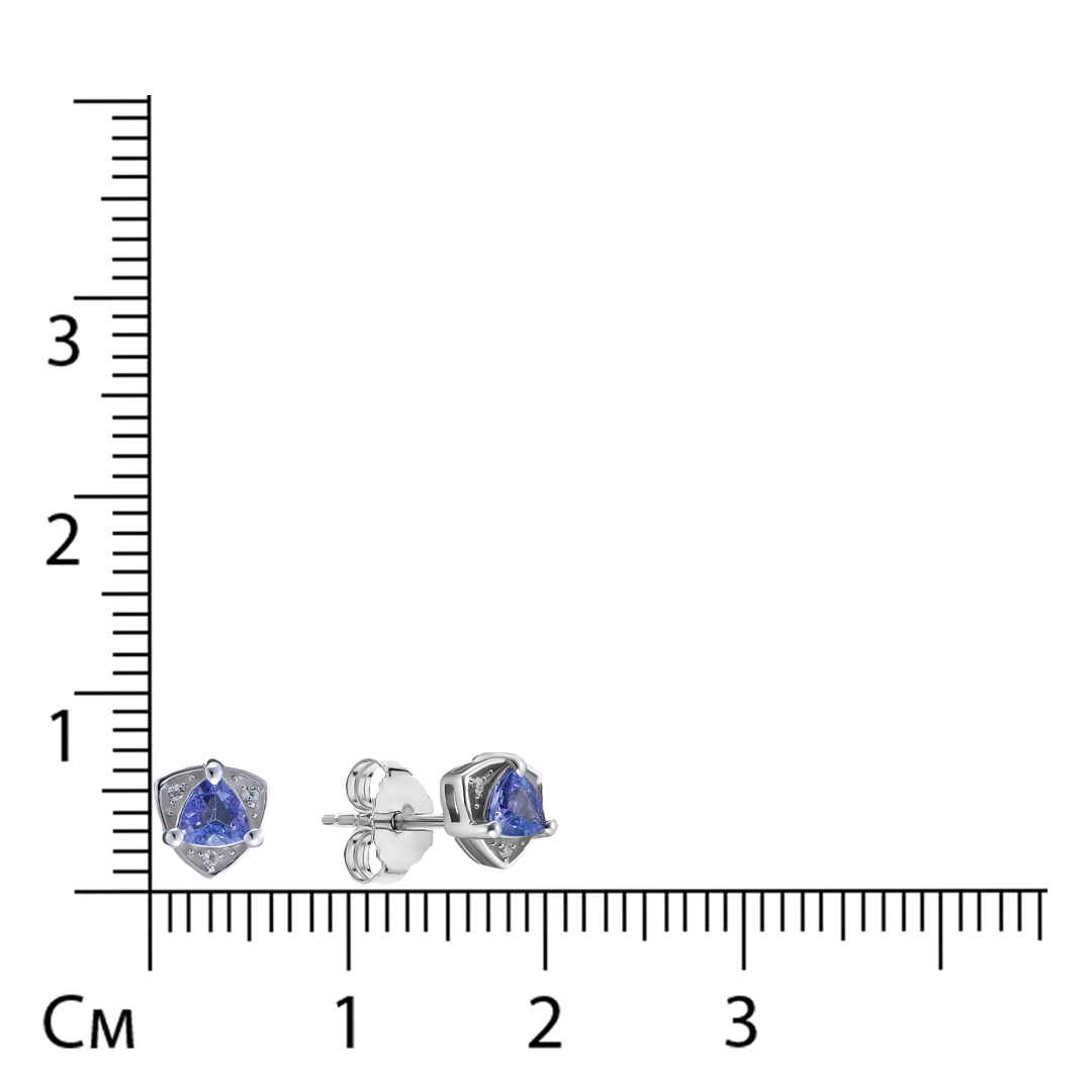 Серебряные серьги-пусеты с танзанитами