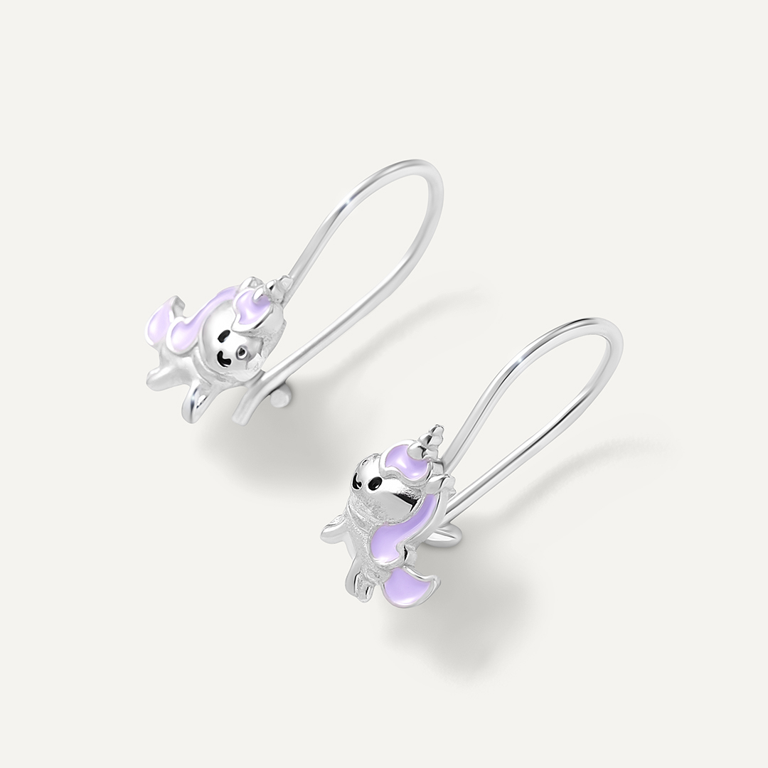 Серебряные серьги с эмалью "Единороги"