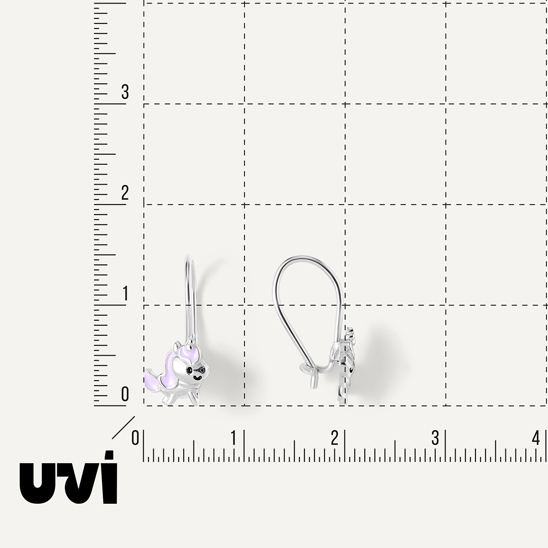 Серебряные серьги с эмалью "Единороги"