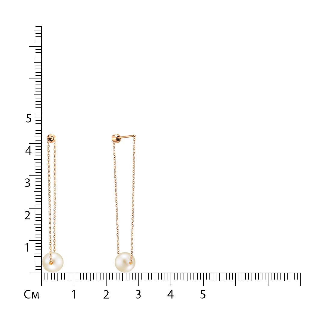Серьги-протяжки из золота с розовым жемчугом