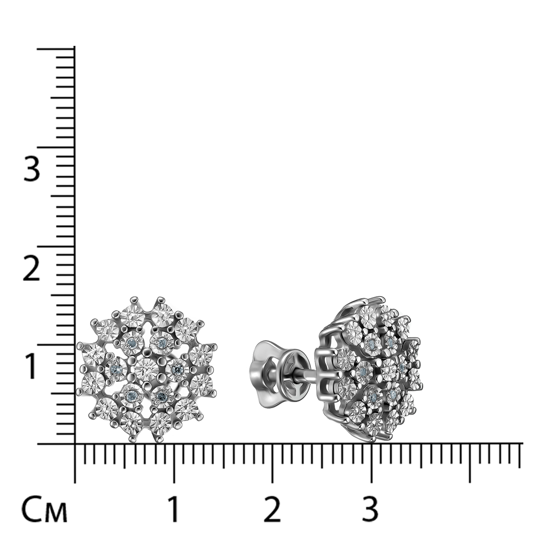 Серебряные серьги-пусеты с бриллиантами