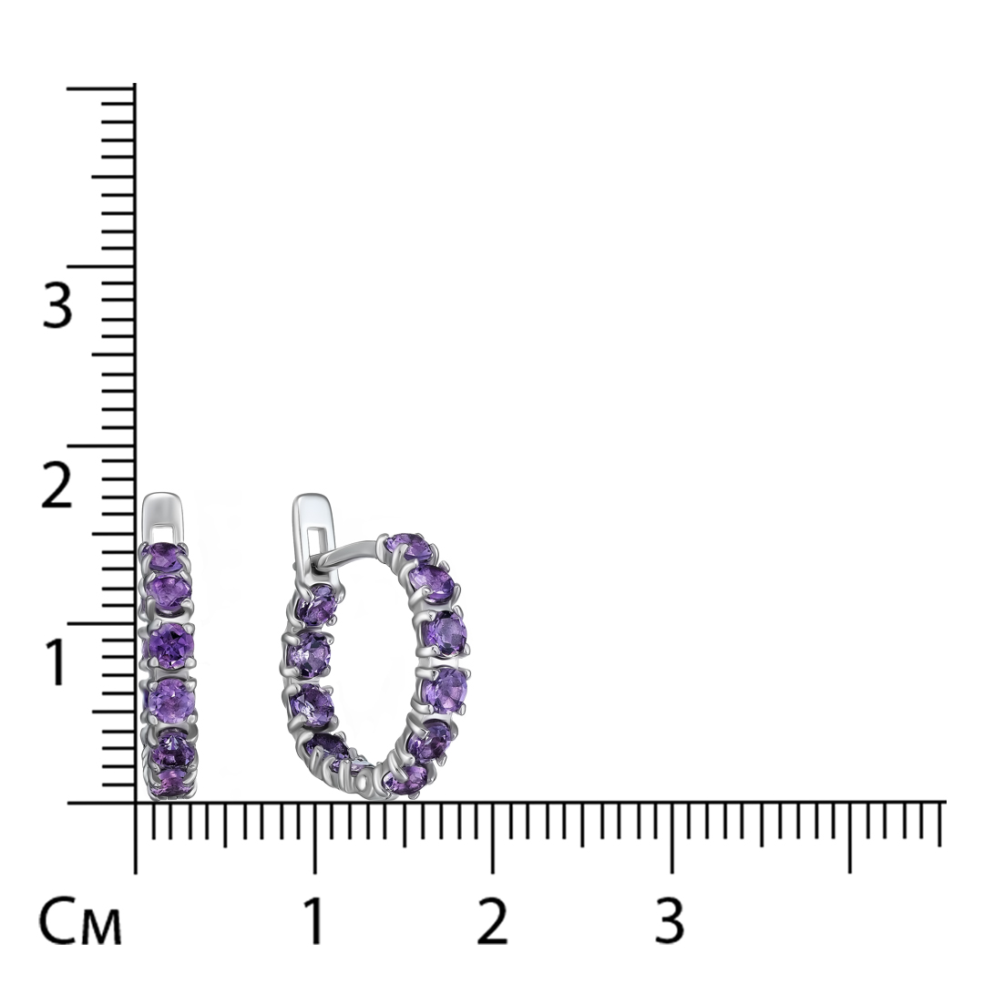 Серебряные серьги-конго с аметистами