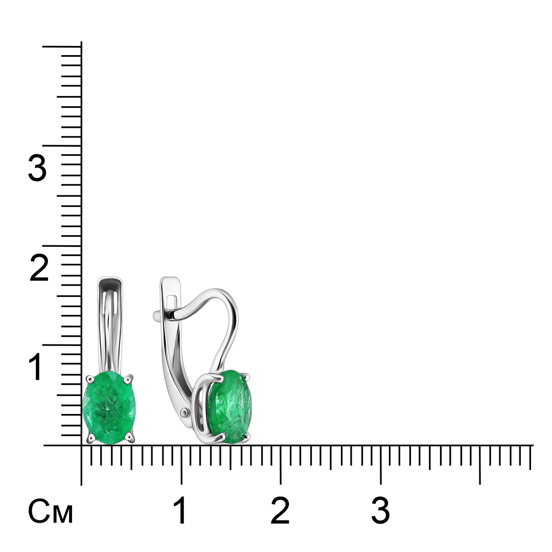 Серьги из белого золота с изумрудами