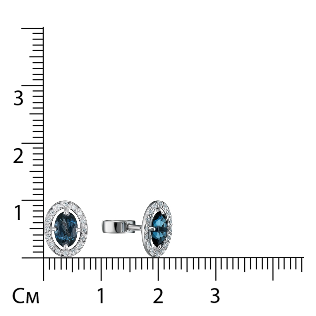 Серьги-пусеты из белого золота с топазами Лондон