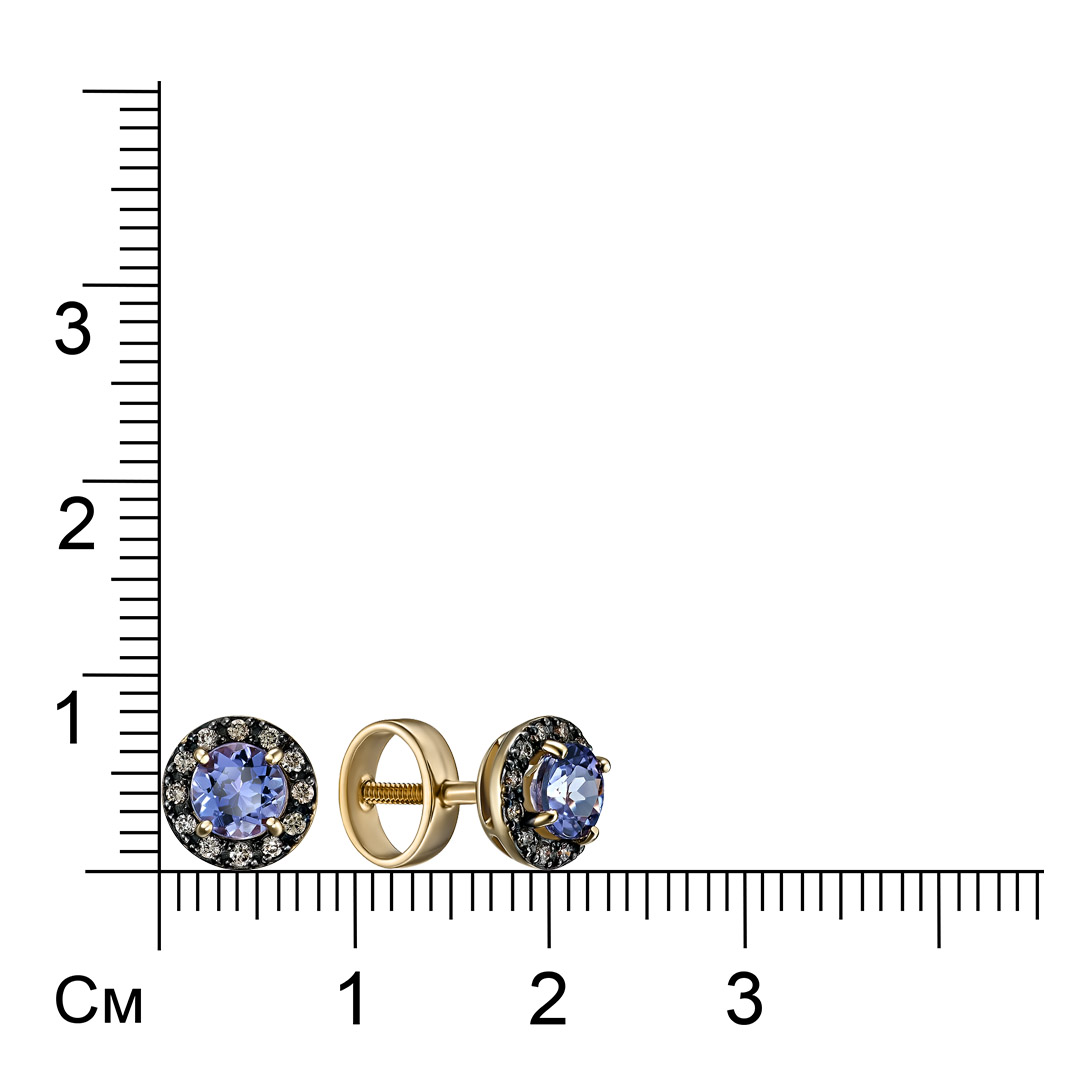 Серьги-пусеты из золота с танзанитами