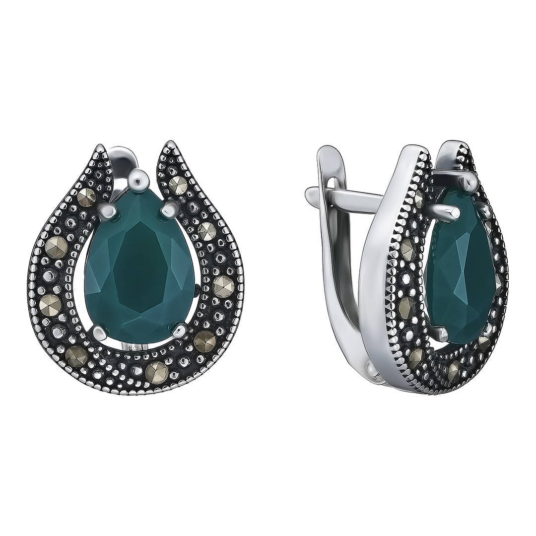 Серебряные серьги с агатами