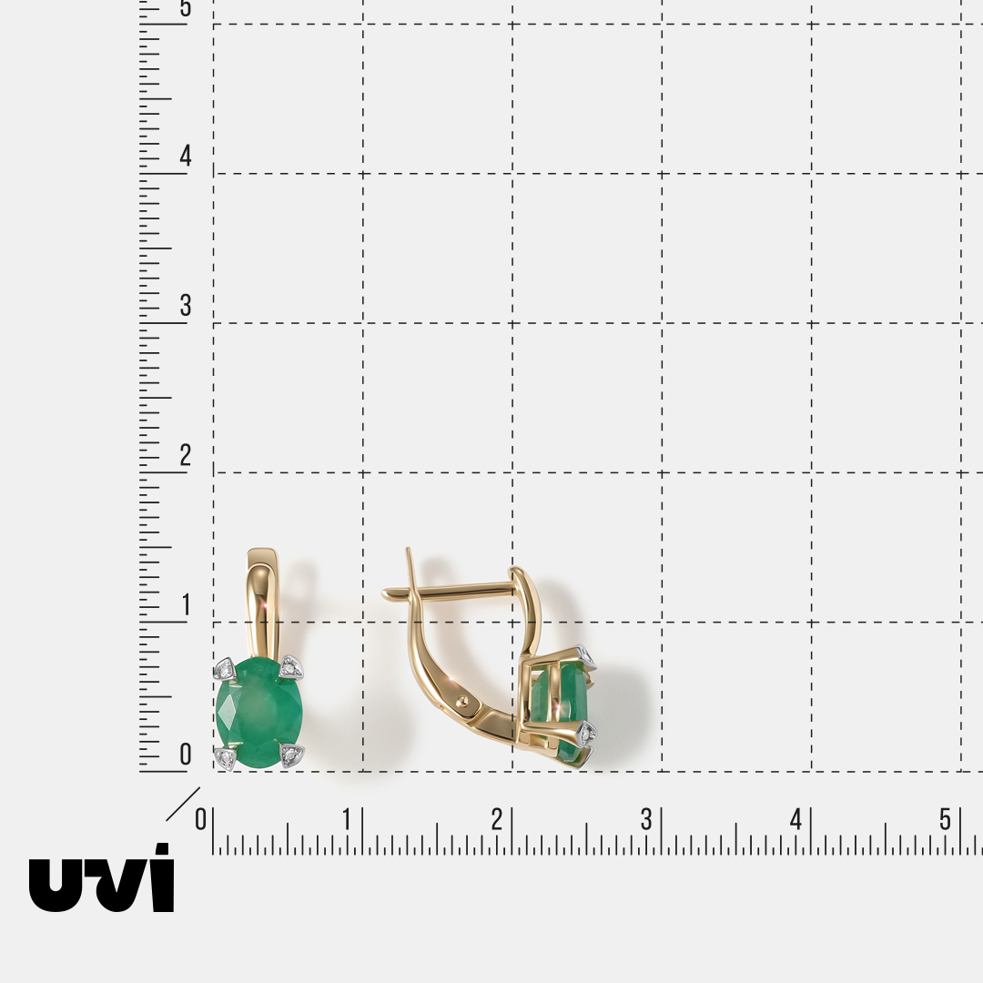 Серьги из желтого золота с изумрудами