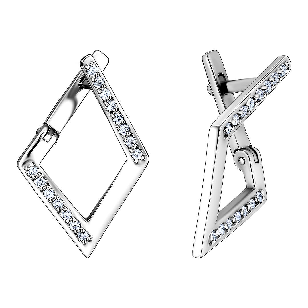 Серебряные серьги 925 пробы; вставки 30 Фианит бесцв.;